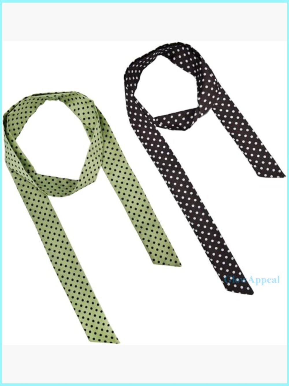 Long Skinny Polka Dot Silk Scarf for Neck Hair Handbag Accessory